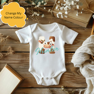 Body Para Bebé Letra de vaca adorable H traje de bebé con nombre 