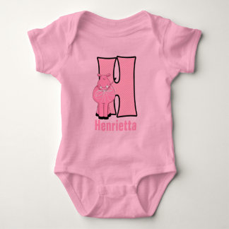 Body Para Bebé Letra H Hipo rayado rosado rayado
