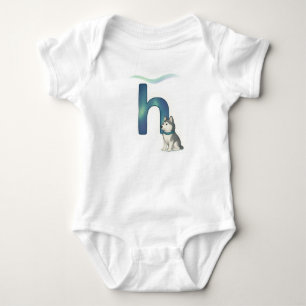 Body Para Bebé Letra H personalizable cachorro husky luces del no