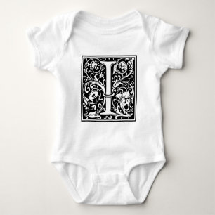 Body Para Bebé Letra I Monograma Medieval Art Nouveau