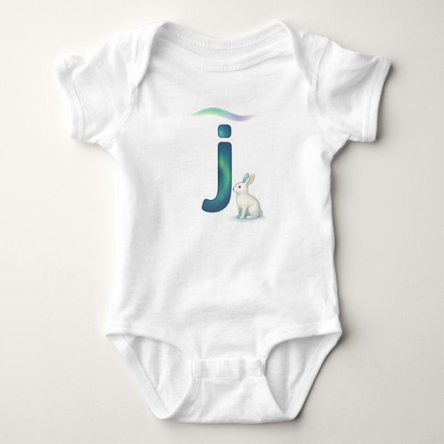 Body Para Bebé Letra J personalizable de conejo de las Luces del  (Anverso)