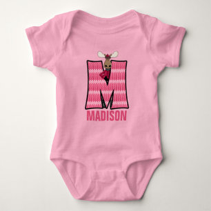 Body Para Bebé Letra Kids M Monogramed Knit Rosa Moose