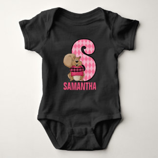 Body Para Bebé Letra Kids S Monograma Ardilla Rosa