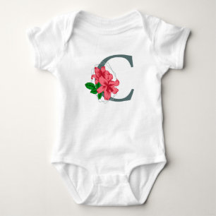 Body Para Bebé Letra mayúscula C monograma floral
