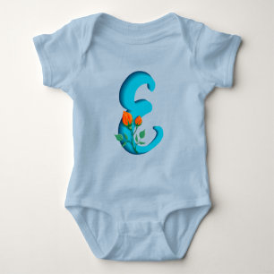 Body Para Bebé Letra mayúscula E monograma floral