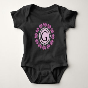 Body Para Bebé Letra mayúscula G monograma floral