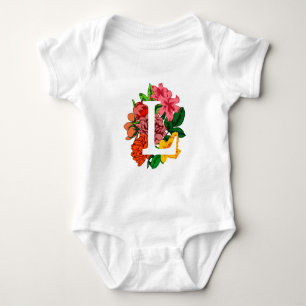 Body Para Bebé Letra mayúscula L monograma floral