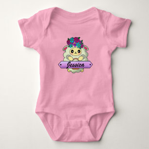 Body Para Bebé Letra monograma Happy Flower Sheep Cute