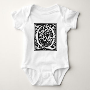 Body Para Bebé Letra Q Monograma Medieval Art Nouveau