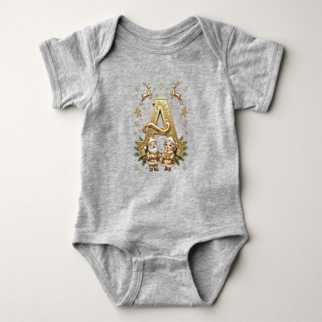 Body Para Bebé Letter A: Royal Gold Luxury Christmas (Anverso)