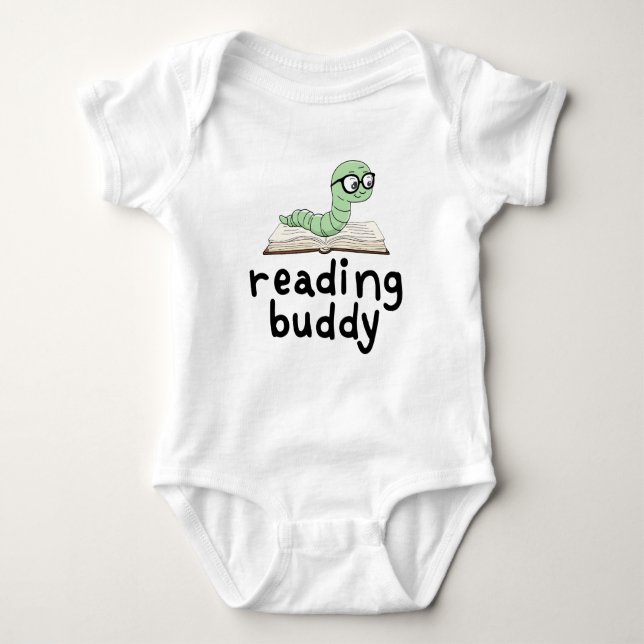 Body Para Bebé Leyendo librero Buddy Cute con libro (Anverso)