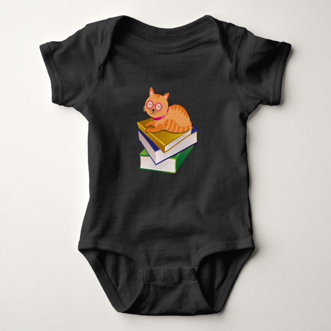 Body Para Bebé Libros - Regalo de los libros y gatos (Anverso)