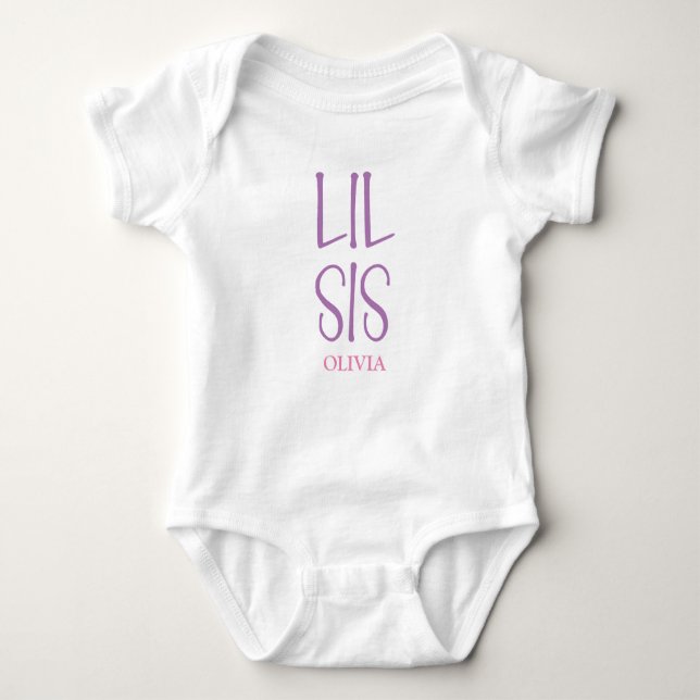 Body Para Bebé Lil Sis Sibling Nombre (Anverso)