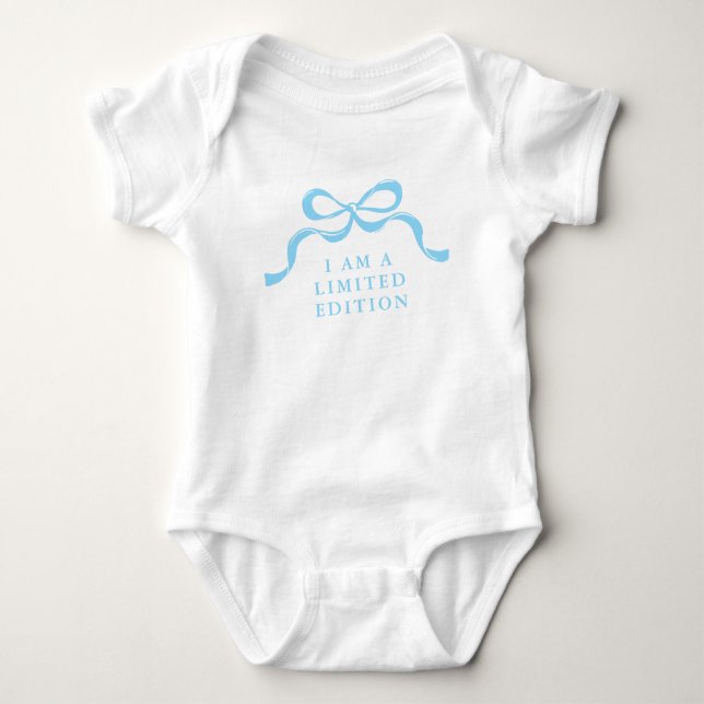 Body Para Bebé Limited Edition Blue Retro Modern Boy Bows  (Anverso)