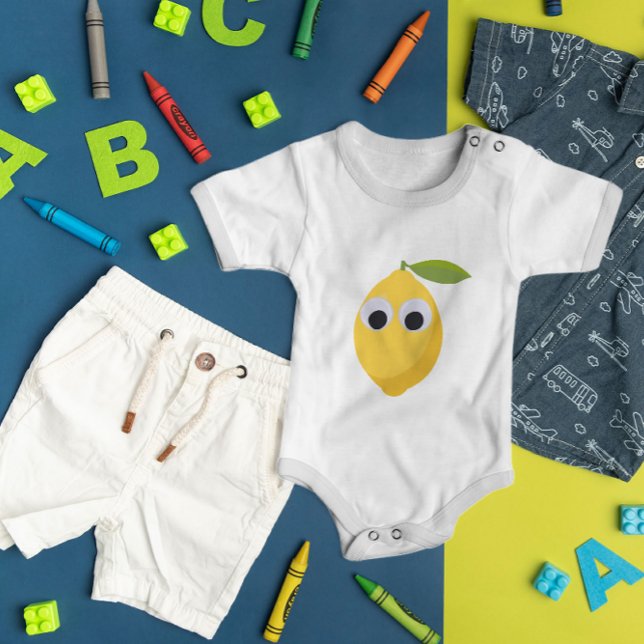 Body Para Bebé Limón, fruta dulce con ojos de googón ( sweetness and cuteness of the lemon with big googly eyes make it a versatile and lovable character)