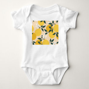 Body Para Bebé Limón Vintage: Textura de fruta sin foco.