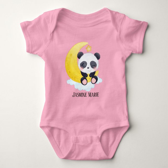 Body Para Bebé linda bebé añada el nombre del oso panda (Anverso)