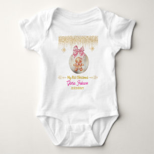 Body Para Bebé Linda Niña de Pan de Jengibre Rosa Mi Primer Navid
