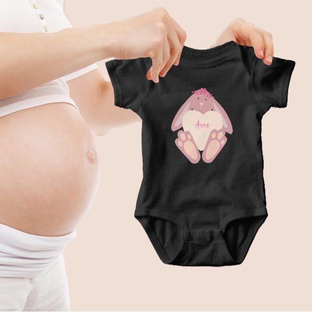 Body Para Bebé Lindísimo Conejo Chica Rosa Pastel Con Corazón (Subido por el creador)