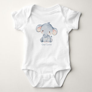 Body Para Bebé Lindo elefante bebé y nombre en acuarela