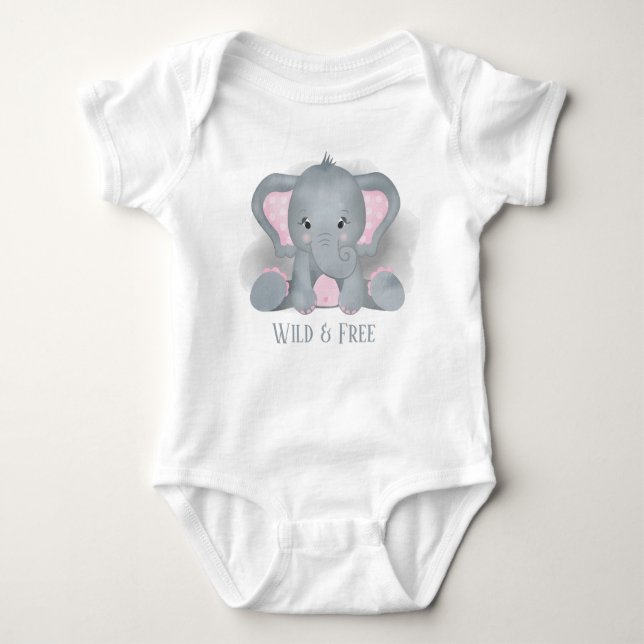 Body Para Bebé lindo elefante unisex agregar texto (Anverso)