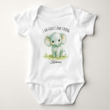 Lindo Elefante Verde Neutral Soy Amable y Fuerte