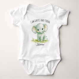 Body Para Bebé Lindo Elefante Verde Neutral Soy Amable y Fuerte