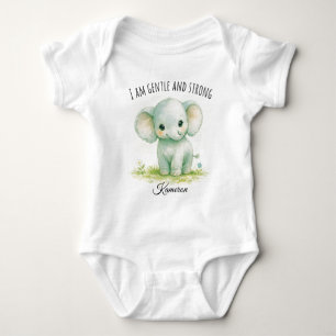 Body Para Bebé Lindo Elefante Verde Neutral Soy Amable y Fuerte