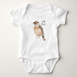 Body Para Bebé lindo Hola Birdie Naranja Brown Watercolor