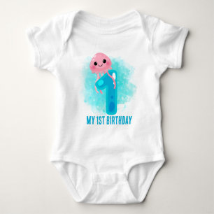 Body Para Bebé lindo Jellyfish primer cumpleaños agregar texto