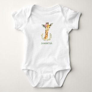Body Para Bebé Lindo jirafa boho único y niña o niño con vegetaci