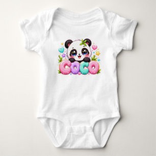 Body Para Bebé Lindo Kawaii Coco Panda Nombre Pastel Rosa Brillan