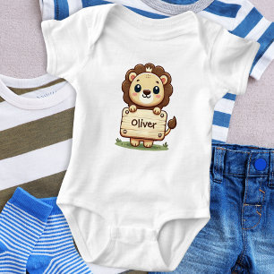 Body Para Bebé Lindo León Pequeño con un Letrero de Nombre
