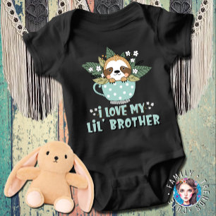 Body Para Bebé Lindo Mapache Floral Kawaii Amo a Mi Hermanito