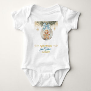 Body Para Bebé Lindo niño de jengibre azul Mi primer Navidad