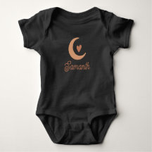 Lindo nombre monograma corazón y luna boho bebé ni