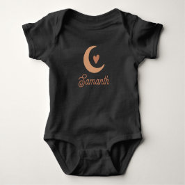 Body Para Bebé Lindo nombre monograma corazón y luna boho bebé ni