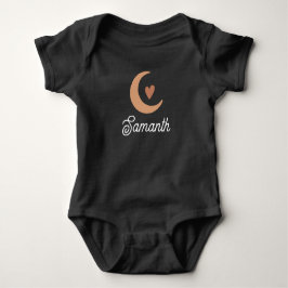Body Para Bebé Lindo nombre monograma de corazón y luna boho para