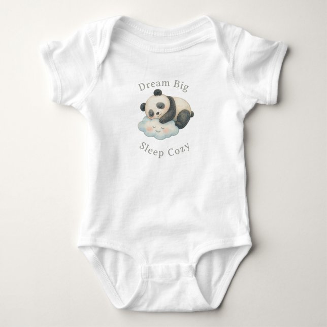 Body Para Bebé Lindo Panda Dormido en Nube Acuarela (Anverso)