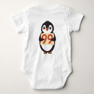 Body Para Bebé Lindo pingüino sosteniendo un cartel con el número