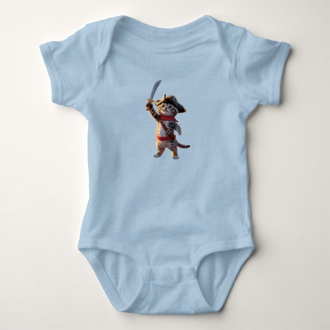 Body Para Bebé Lindo Pirata Tabby (Anverso)