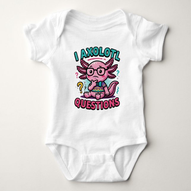 Body Para Bebé Lindo Preguntas de Ajolote nerd azteca con gafas (Anverso)