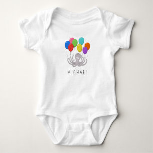 Body Para Bebé lindo pulpo Personalizado y globos arcoiris