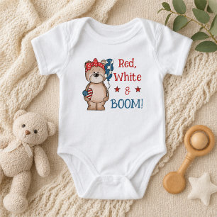 Body Para Bebé Lindo Rojo, Blanco y Boom Patriótico