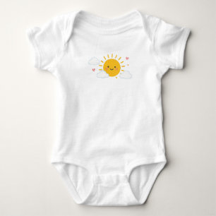 Body Para Bebé Lindo Sol Kawaii Sonriente Nubes Corazones Amarill