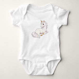 Body Para Bebé Lindo Unicornio Blanco Puro Acostado de Lado Kawai