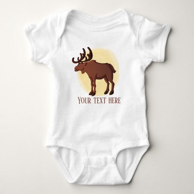 Body Para Bebé lindo unisex moose agregar texto (Anverso)