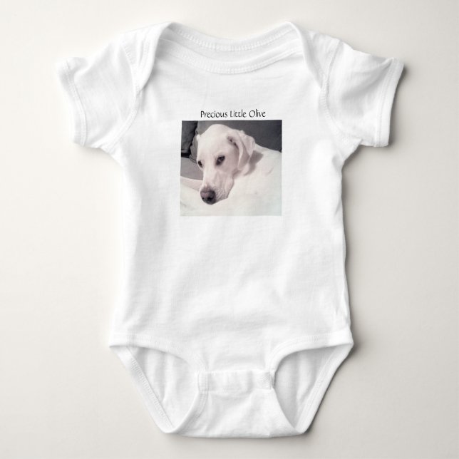 Body Para Bebé Lindo y hermoso traje de cachorro blanco (Anverso)