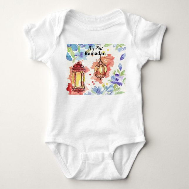 Body Para Bebé Linterna del watercolour de Sr. First el Ramadán (Anverso)