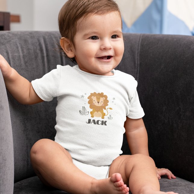 Body Para Bebé Lion Cute Personalizado (Cute Lion Customized Baby Bodysuit
)